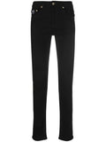 VERSACE MEN Gold Logo Patch Denim Jeans Black - MAISONDEFASHION.COM