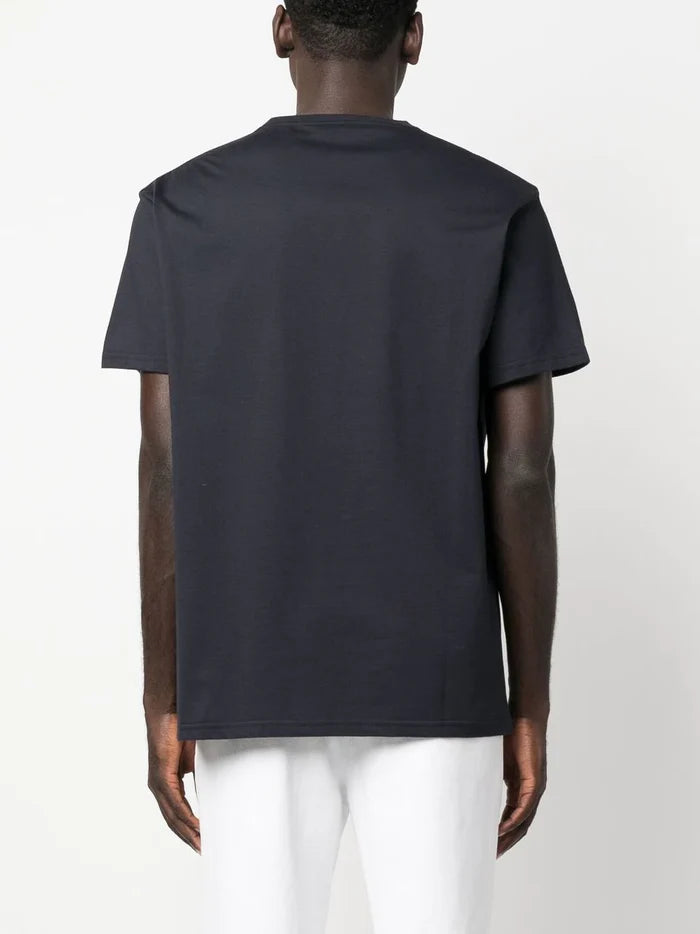 ALEXANDER MCQUEEN Graffiti Logo-Print T-shirt Navy/Blue - MAISONDEFASHION.COM