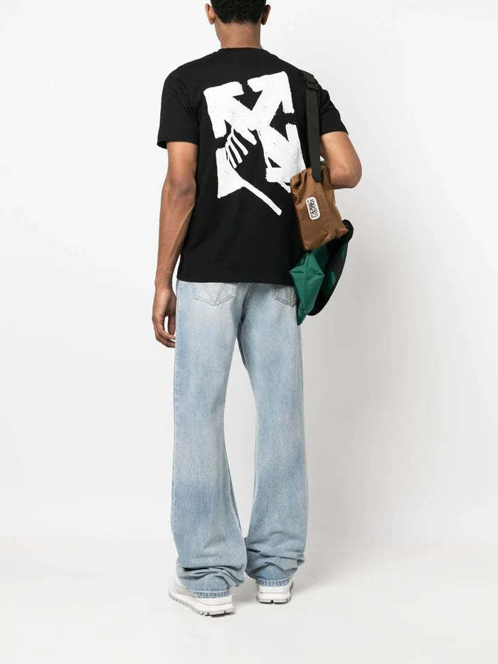 OFF-WHITE Hand Arrow Slim S/S Tee Black White - MAISONDEFASHION.COM