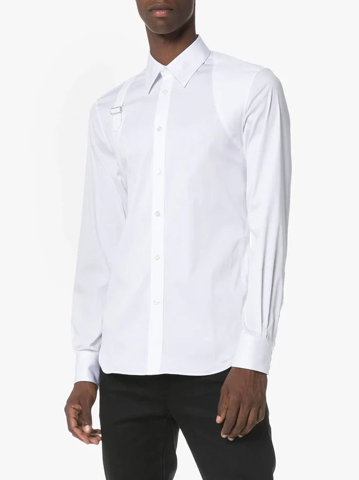 Alexander McQueen Harness Shirt White/White - MAISONDEFASHION.COM