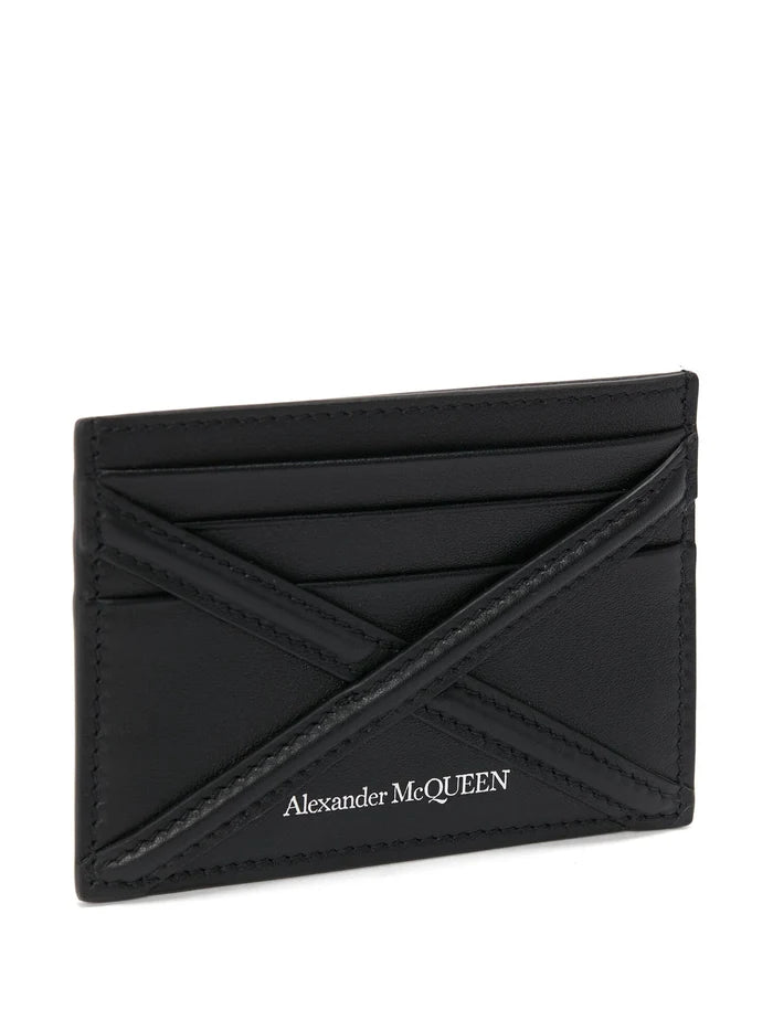 ALEXANDER MCQUEEN Harness Card Holder Calf Leather Black - MAISONDEFASHION.COM