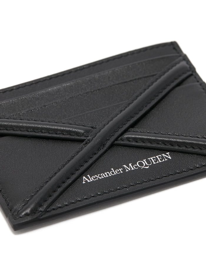 ALEXANDER MCQUEEN Harness Card Holder Calf Leather Black - MAISONDEFASHION.COM