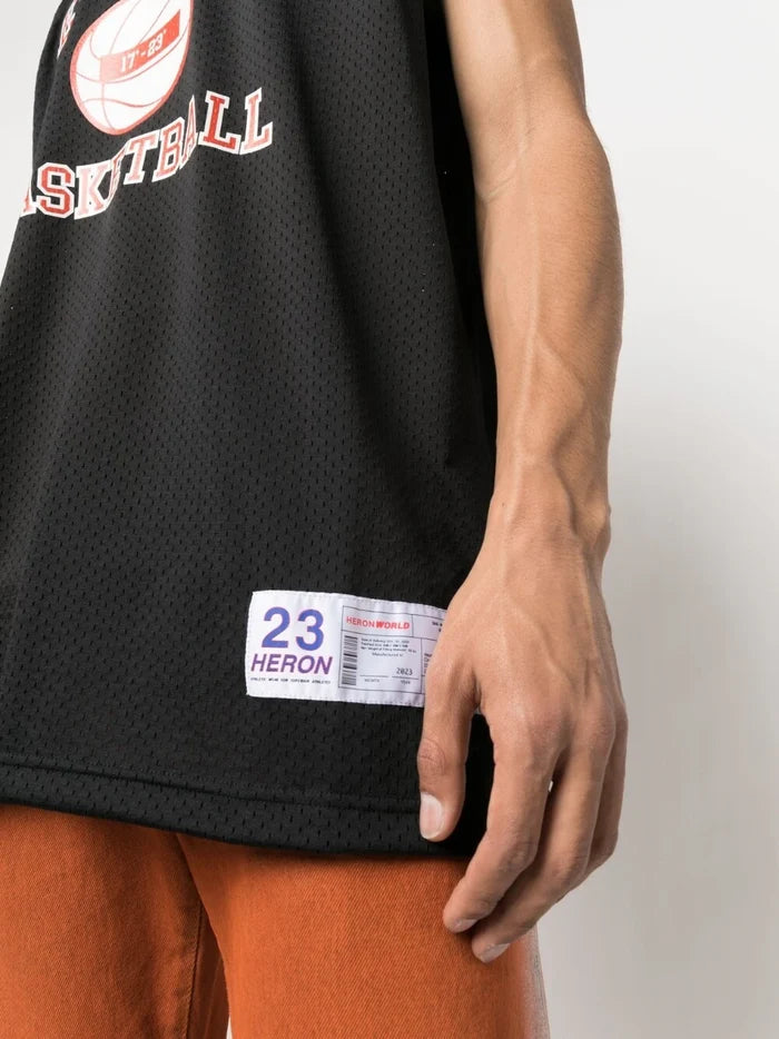 HERON PRESTON 23 Basketball Tank Top Black/Red - MAISONDEFASHION.COM