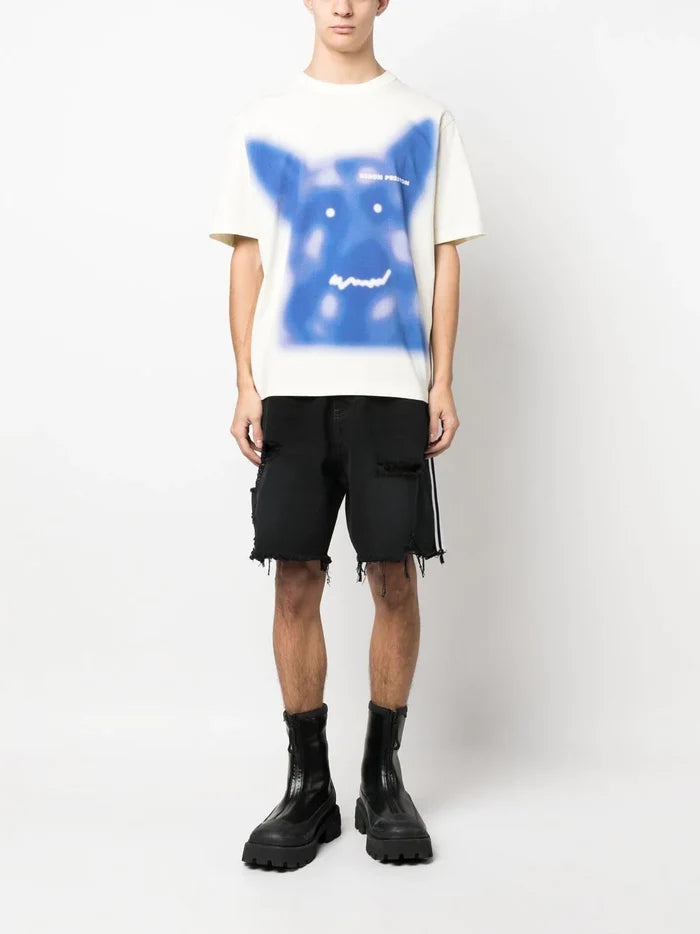 HERON PRESTON Beware Of Dogs S/S T-shirt White/Blue - MAISONDEFASHION.COM