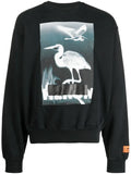 HERON PRESTON Censored Heron Crewneck Sweatshirt Black - MAISONDEFASHION.COM