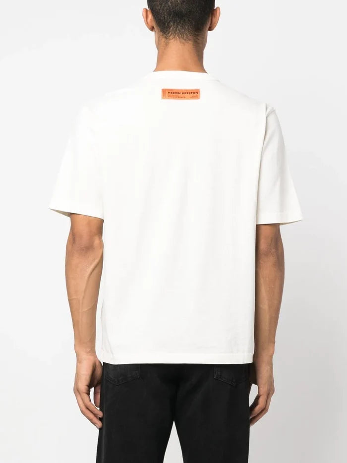 HERON PRESTON Censored Heron-print T-shirt White/Blue - MAISONDEFASHION.COM