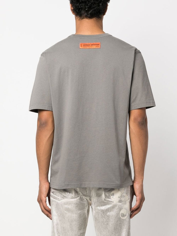 HERON PRESTON Graphic-print Cotton T-shirt Grey - MAISONDEFASHION.COM