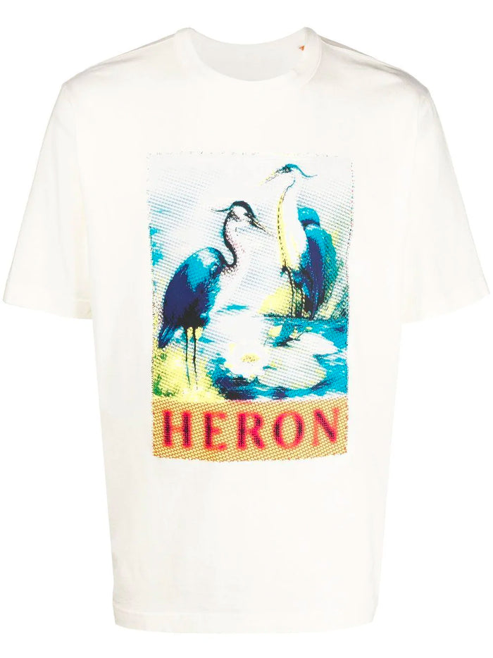 HERON PRESTON Halftone Heron Graphic T-Shirt White - MAISONDEFASHION.COM