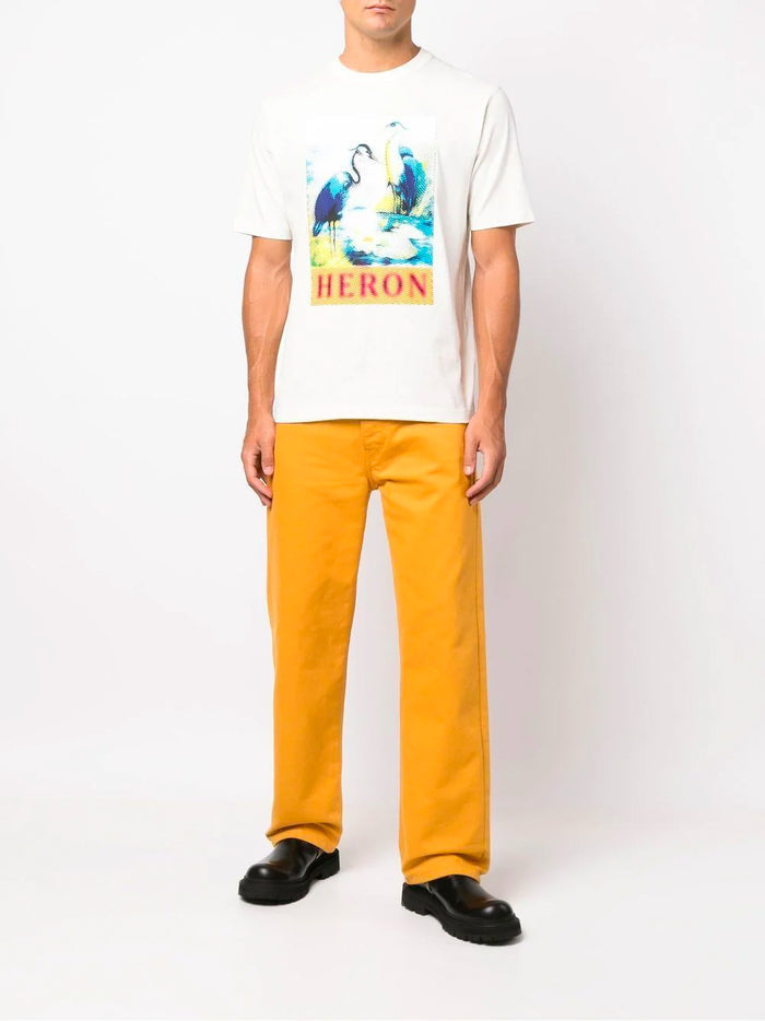HERON PRESTON Halftone Heron Graphic T-Shirt White - MAISONDEFASHION.COM