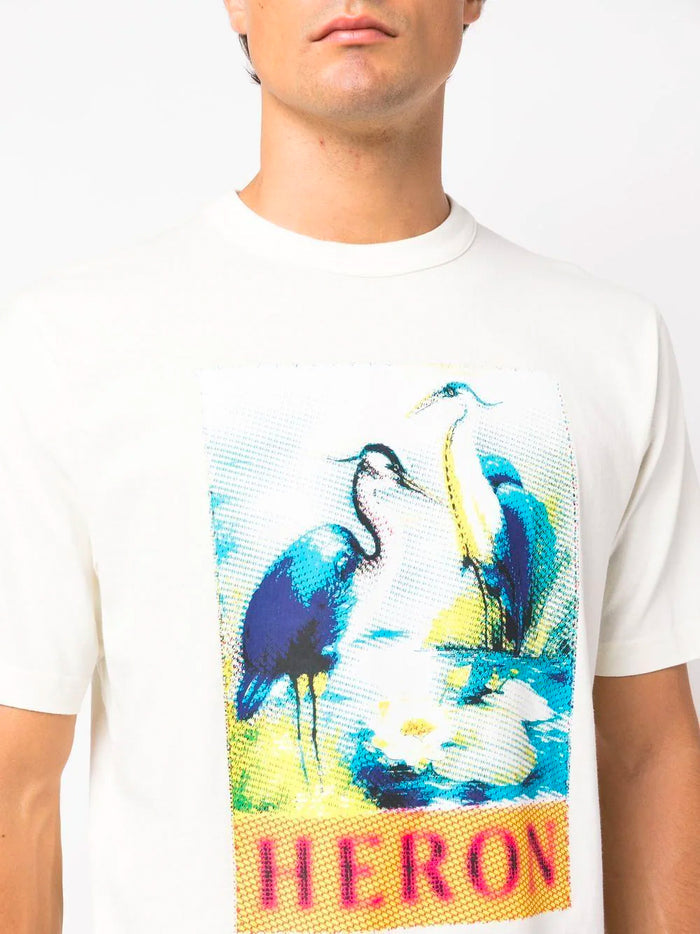 HERON PRESTON Halftone Heron Graphic T-Shirt White - MAISONDEFASHION.COM