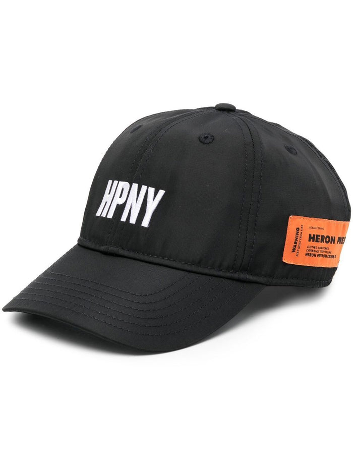 HERON PRESTON HPNY Emblem Nylon Cap Black/White - MAISONDEFASHION.COM