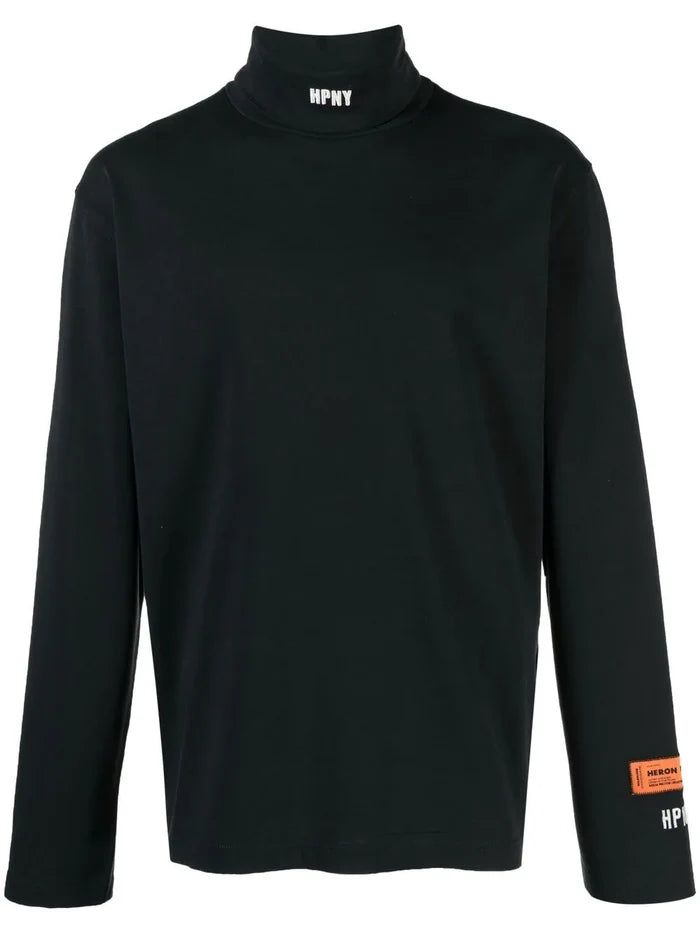HERON PRESTON HPNY Emblem Rollneck Black/White - MAISONDEFASHION.COM