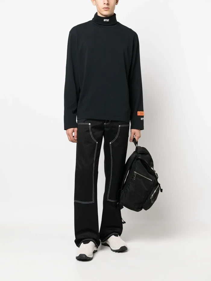 HERON PRESTON HPNY Emblem Rollneck Black/White - MAISONDEFASHION.COM