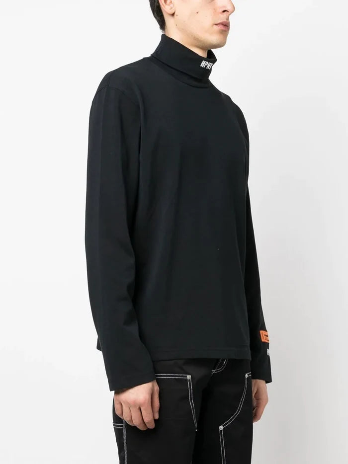 HERON PRESTON HPNY Emblem Rollneck Black/White - MAISONDEFASHION.COM