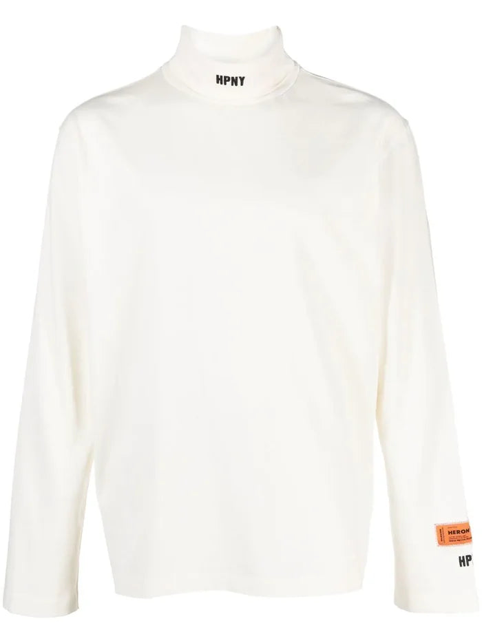 HERON PRESTON HPNY Emblem Rollneck White/Black - MAISONDEFASHION.COM