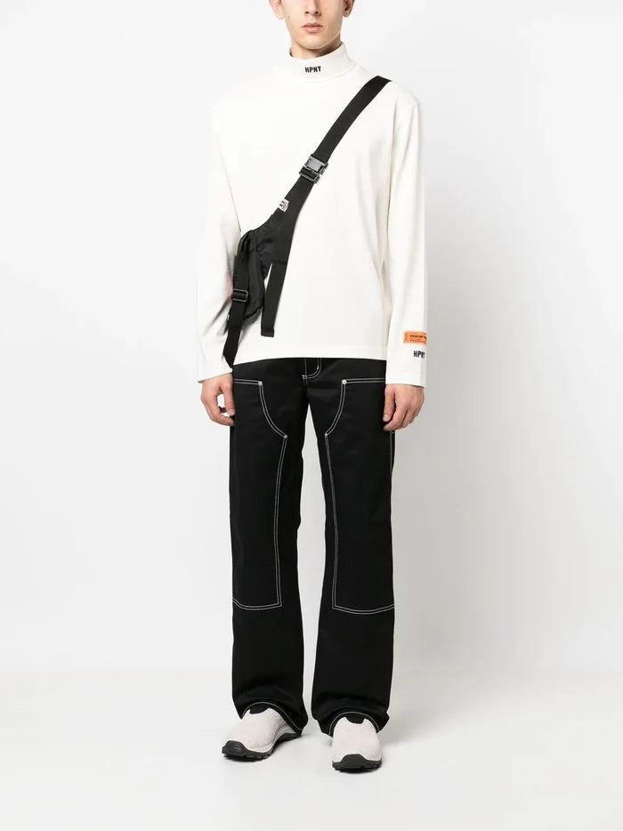 HERON PRESTON HPNY Emblem Rollneck White/Black - MAISONDEFASHION.COM