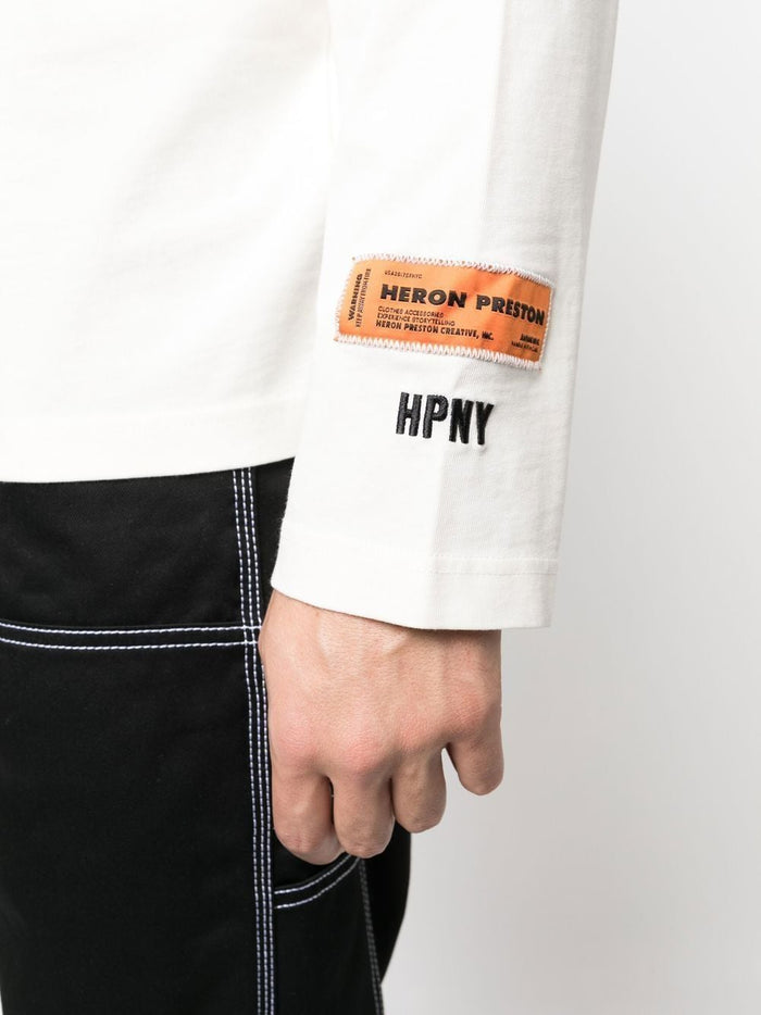 HERON PRESTON HPNY Emblem Rollneck White/Black - MAISONDEFASHION.COM