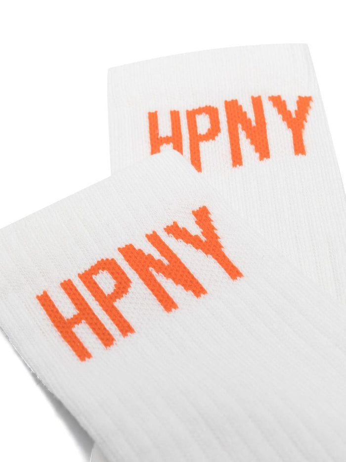 HERON PRESTON HPNY Long Socks White/Orange - MAISONDEFASHION.COM