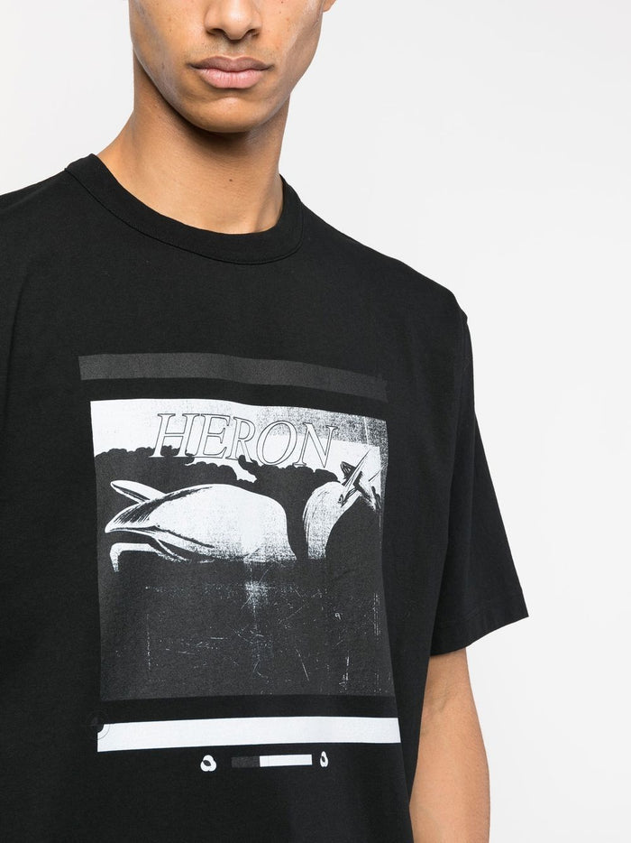 HERON PRESTON Misprinted Heron S/S T-shirt Black/Black - MAISONDEFASHION.COM