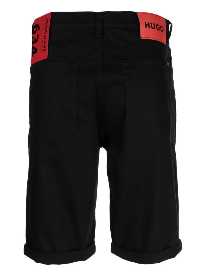 HUGO 634/S Denim Shorts Tapered Fit Black - MAISONDEFASHION.COM