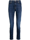 HUGO MEN 734 Cotton Blend Mid Rise Tapered-Leg Jeans Dark Blue - MAISONDEFASHION.COM