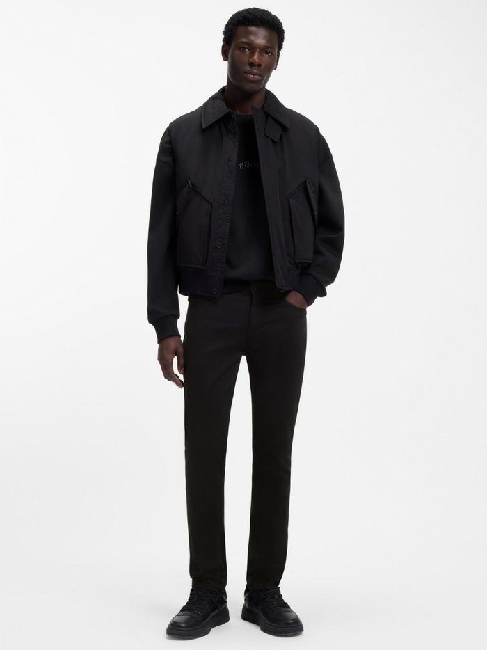 HUGO 734 Extra-Slim-Fit Jeans In Satin-Touch Denim Black - MAISONDEFASHION.COM
