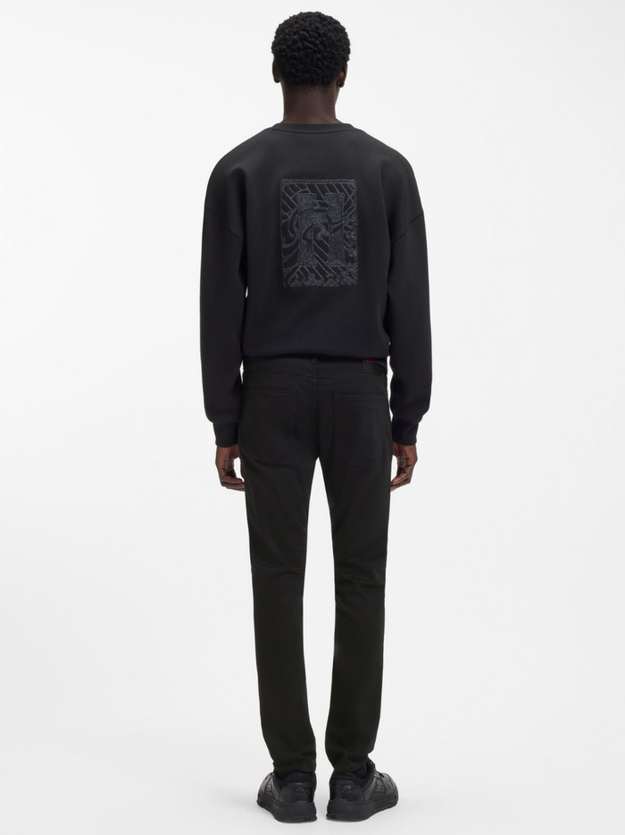 HUGO 734 Extra-Slim-Fit Jeans In Satin-Touch Denim Black - MAISONDEFASHION.COM