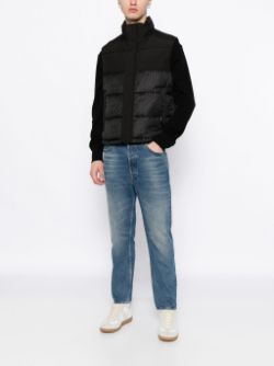 HUGO MEN Baltino2342 Engraved Logo Padded Gilet Black - MAISONDEFASHION.COM