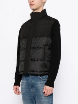 HUGO MEN Baltino2342 Engraved Logo Padded Gilet Black - MAISONDEFASHION.COM