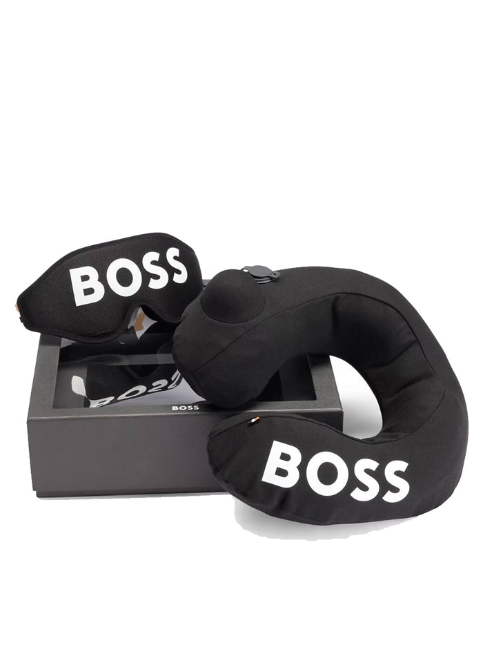 HUGO BOSS MEN Gift-Boxed Set Neck Pillow & Eye Mask Black - MAISONDEFASHION.COM