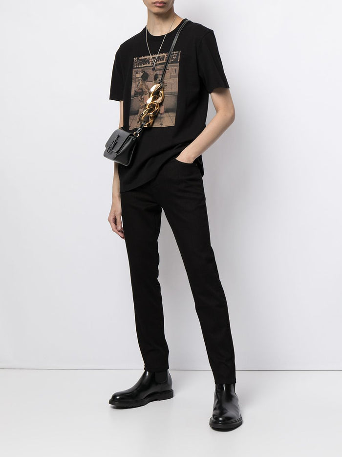 HUGO Button-fly tapered-leg jeans Black - MAISONDEFASHION.COM