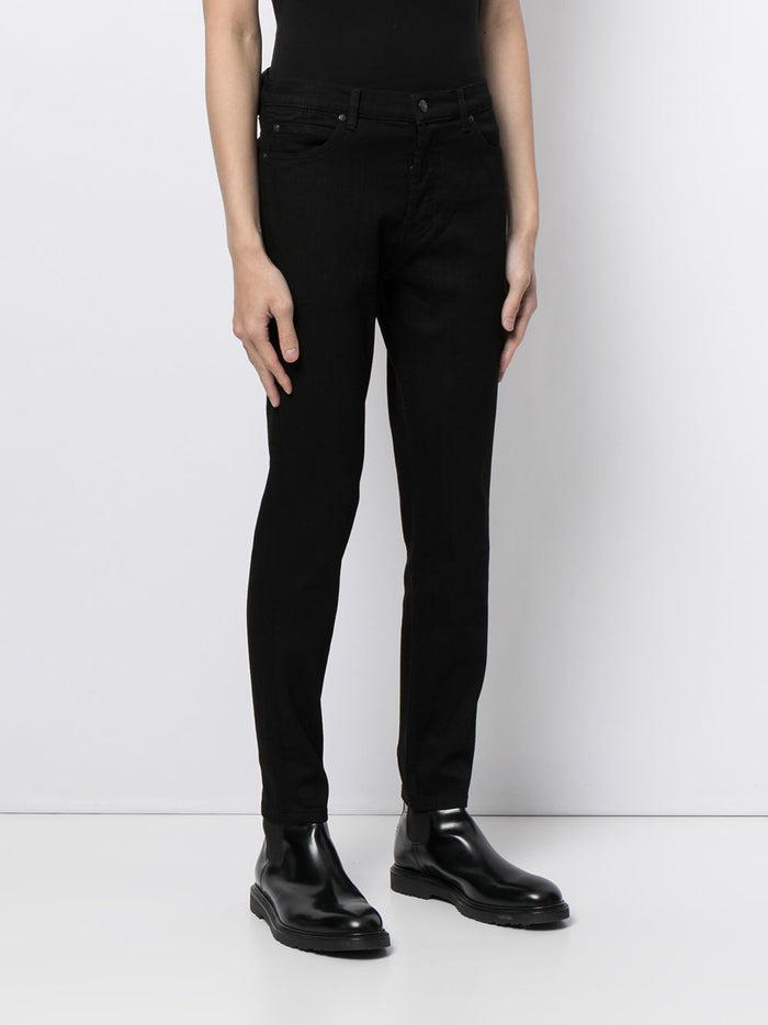 HUGO Button-fly tapered-leg jeans Black - MAISONDEFASHION.COM