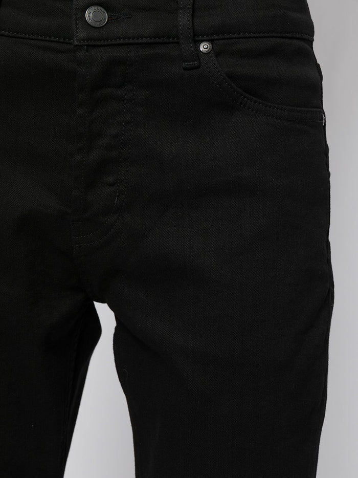 HUGO Button-fly tapered-leg jeans Black - MAISONDEFASHION.COM