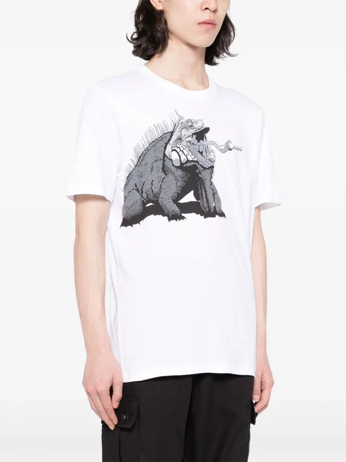 HUGO Cotton-jersey Regular-Fit T-Shirt With Seasonal Artwork White - MAISONDEFASHION.COM