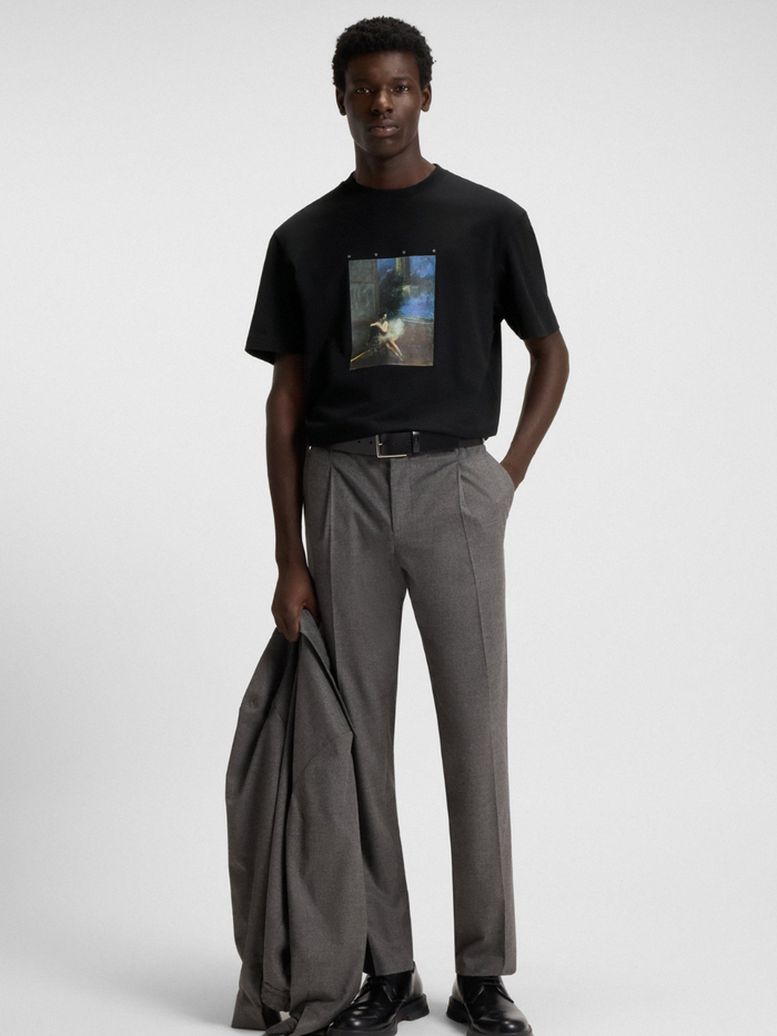 HUGO Dabolos Cotton-Jersey T-Shirt With Ballerina Artwork Black - MAISONDEFASHION.COM