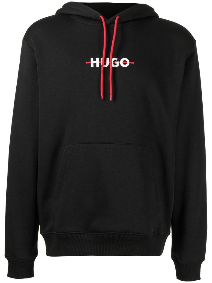 HUGO Daffleck Logo Hoodie Black - MAISONDEFASHION.COM