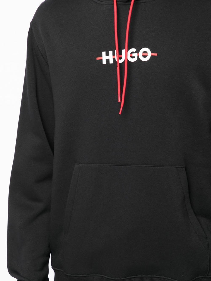 HUGO Daffleck Logo Hoodie Black - MAISONDEFASHION.COM