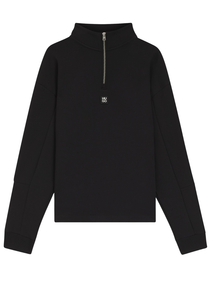 HUGO Danovotop Geometric-Tape Sweatshirt In Cotton Blend Black - MAISONDEFASHION.COM