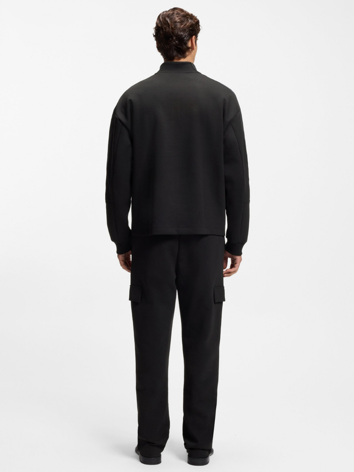 HUGO Danovotop Geometric-Tape Sweatshirt In Cotton Blend Black - MAISONDEFASHION.COM