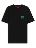 HUGO Dapusi Cotton-Jersey T-Shirt With Split-Logo Print Black - MAISONDEFASHION.COM