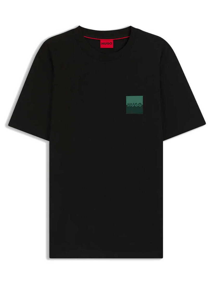HUGO Dapusi Cotton-Jersey T-Shirt With Split-Logo Print Black - MAISONDEFASHION.COM