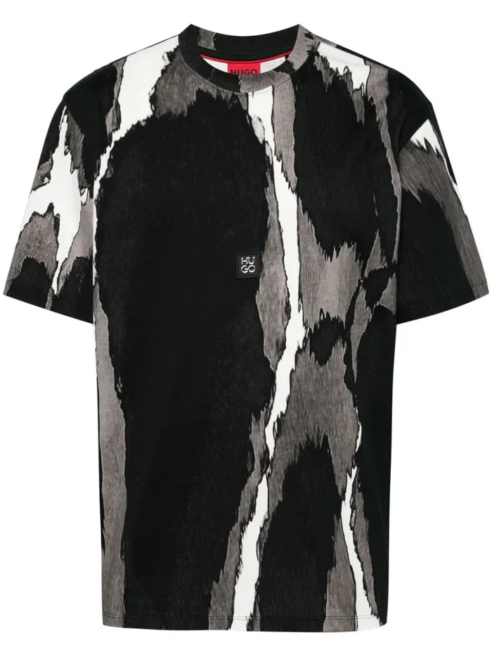 HUGO Davacas Cotton Logo Print T-Shirt Open Misc - MAISONDEFASHION.COM