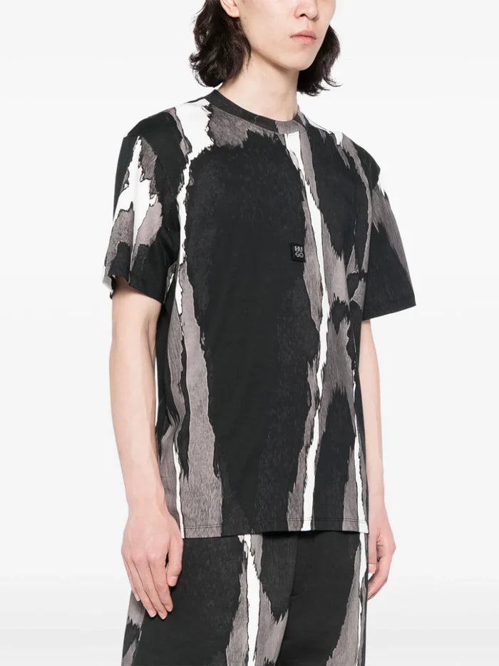 HUGO Davacas Cotton Logo Print T-Shirt Open Misc - MAISONDEFASHION.COM