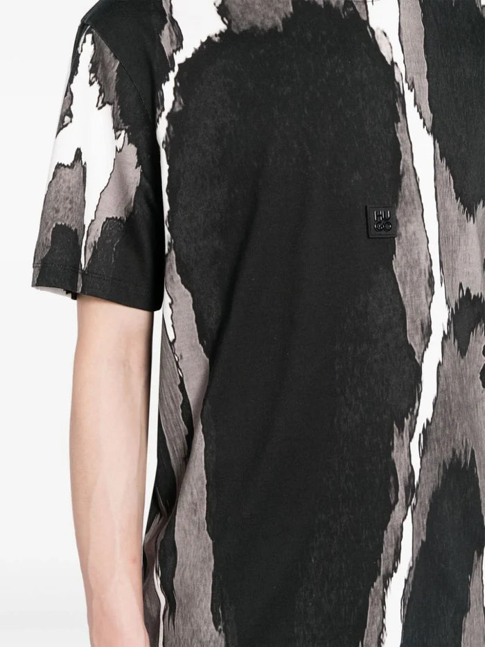 HUGO Davacas Cotton Logo Print T-Shirt Open Misc - MAISONDEFASHION.COM