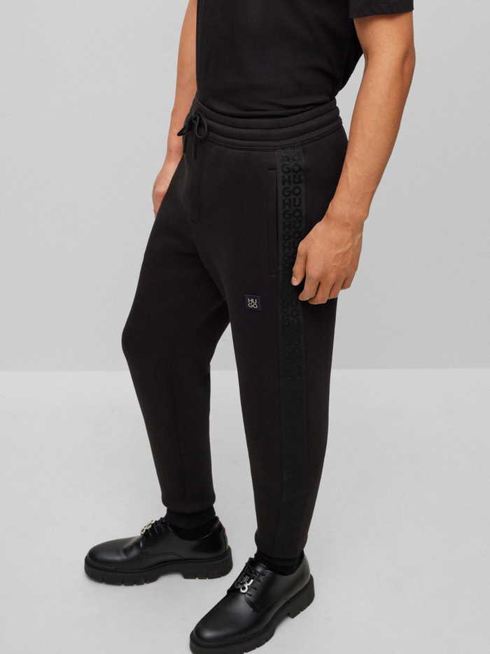 HUGO MEN Dembos Cotton-blend Tracksuit Bottoms Black - MAISONDEFASHION.COM