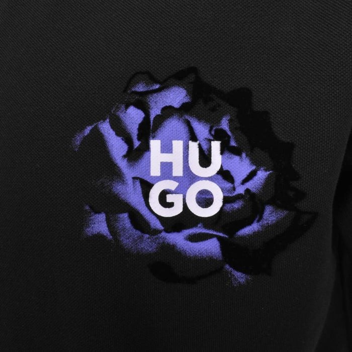 HUGO Dignipolo Logo Graphic Print Polo Shirt Black - MAISONDEFASHION.COM