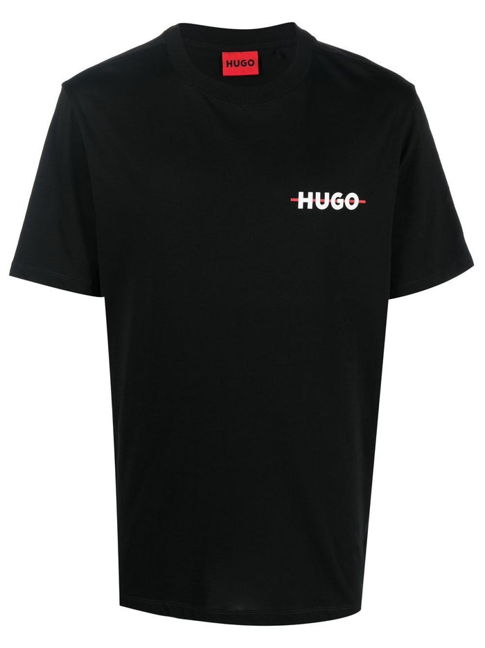 HUGO Drando Logo-print T-shirt Black - MAISONDEFASHION.COM