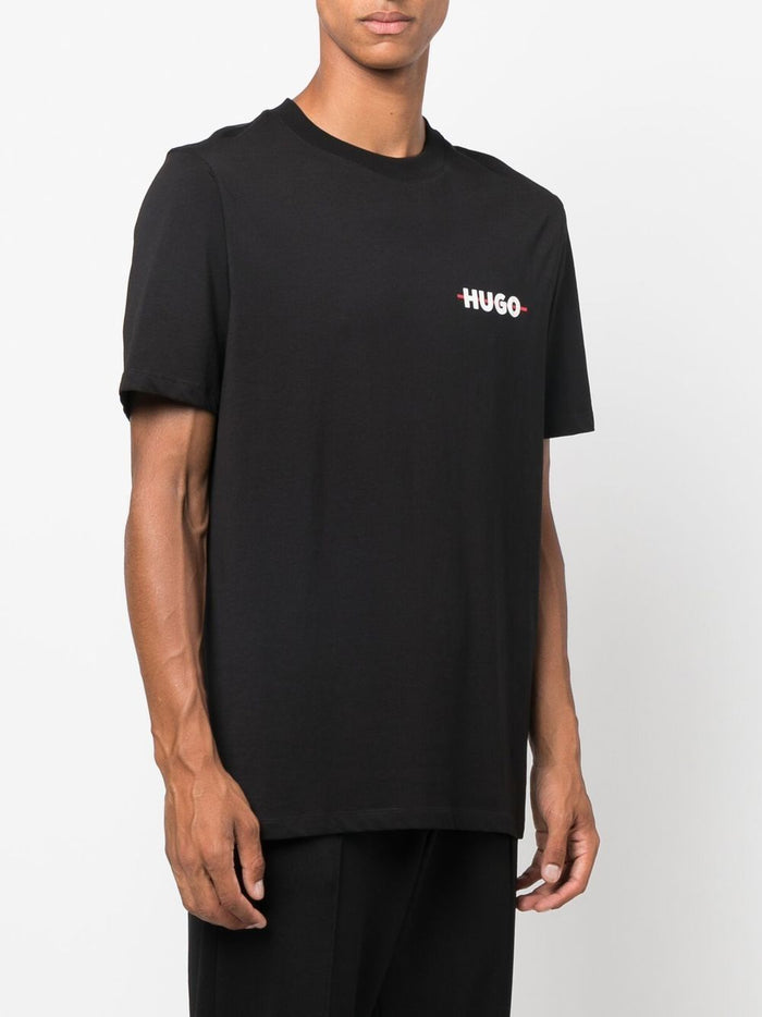 HUGO Drando Logo-print T-shirt Black - MAISONDEFASHION.COM