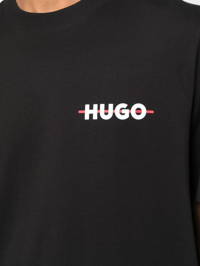 HUGO Drando Logo-print T-shirt Black - MAISONDEFASHION.COM