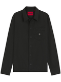 HUGO Enaso Oversized-Fit Shirt With Stacked-Logo Badge Black - MAISONDEFASHION.COM
